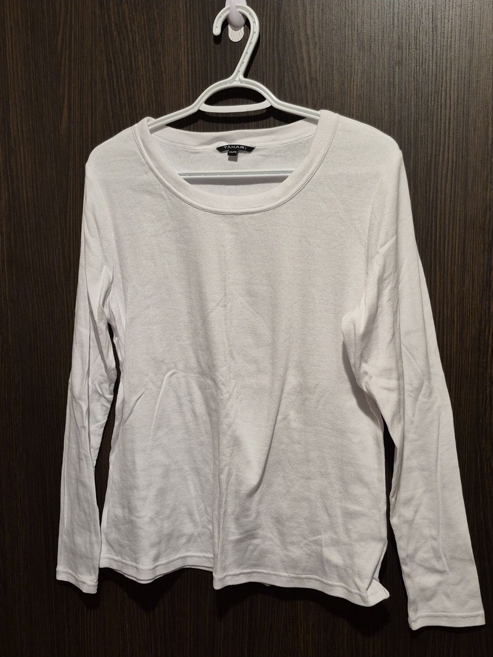 Tahari White Ribbed Long-Sleeve Top Size: XXL